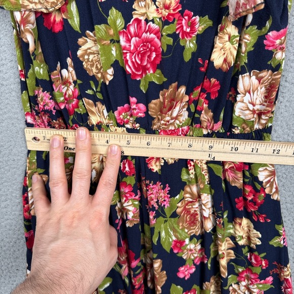 Anthropologie‎ Dress Womens M Blue Floral Midi Boho Sleeveless Ruffle Sundress - Picture 11 of 13